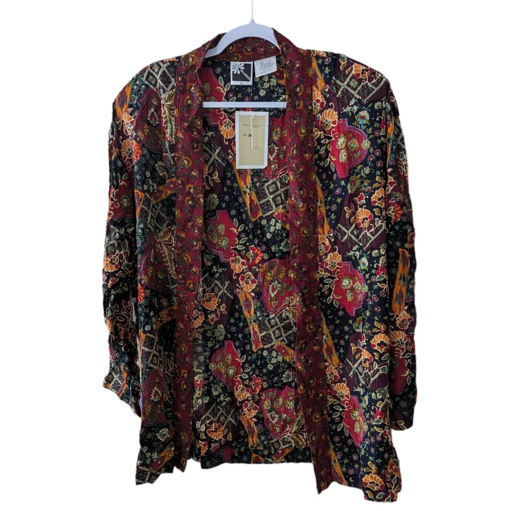 Women's NWT PHOOL long sleeve open front cardigan, multi, size M